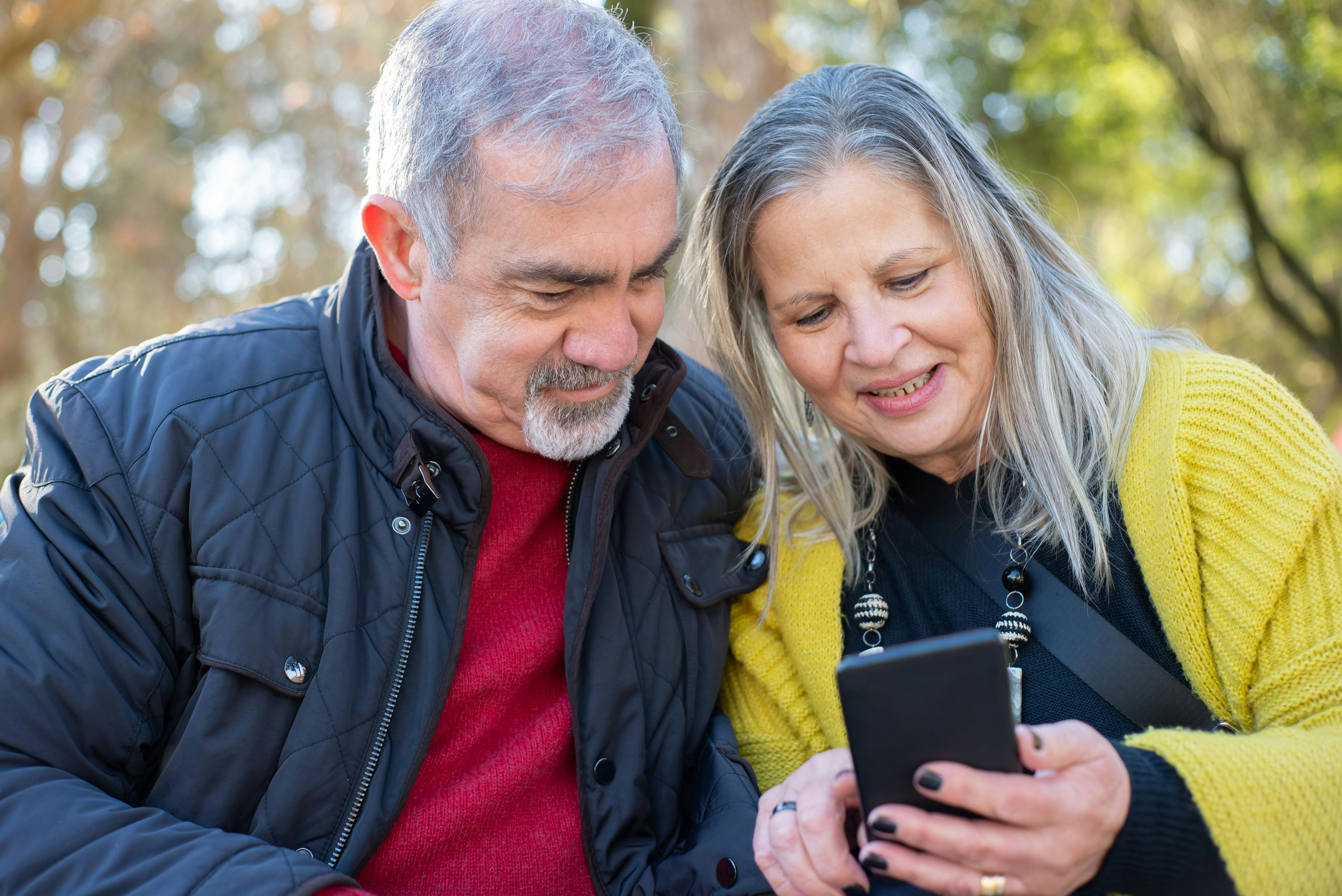 Happy elderly couple smiling